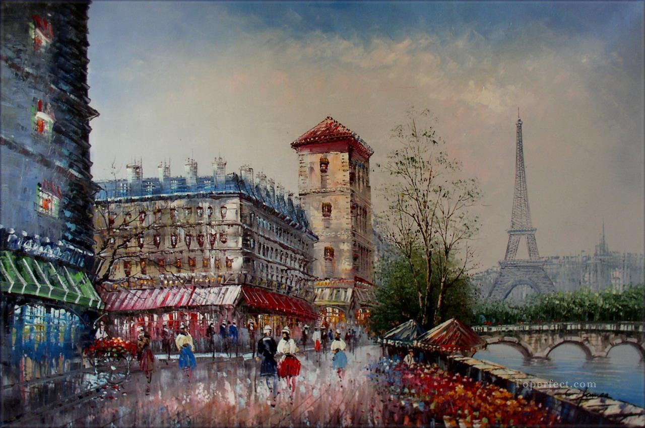 yxj037fB 印象派パリの風景油絵